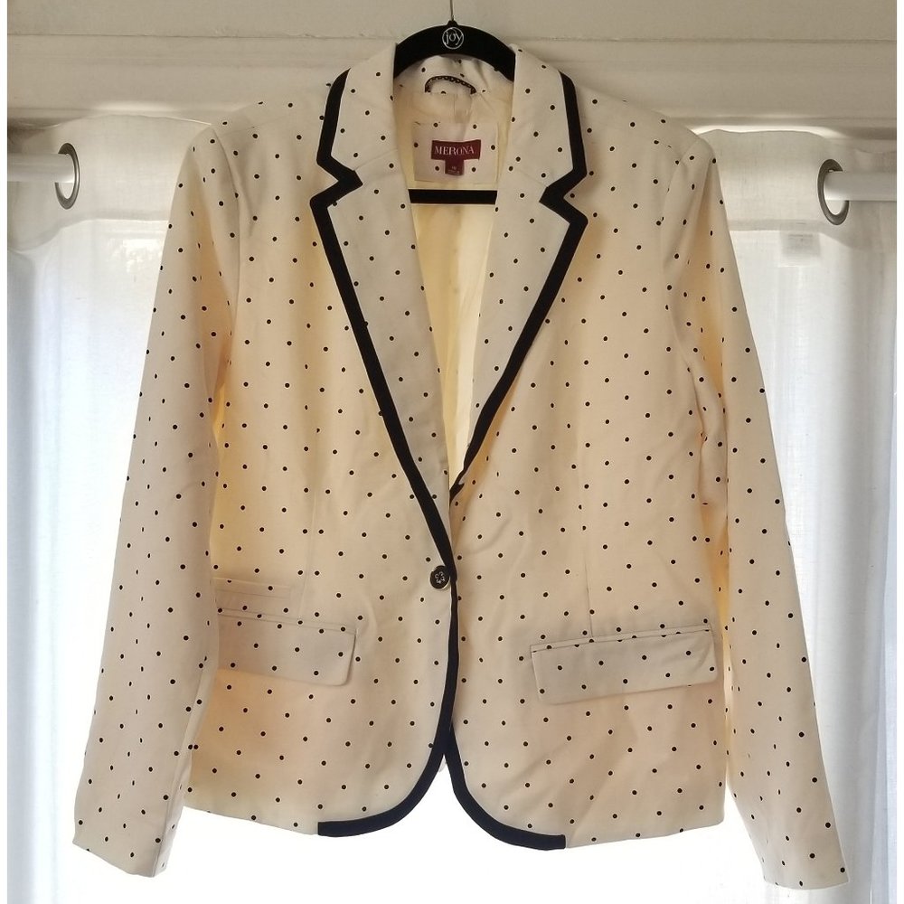 Merona Cream Polka Dot Lined Blazer NWOT Size 18